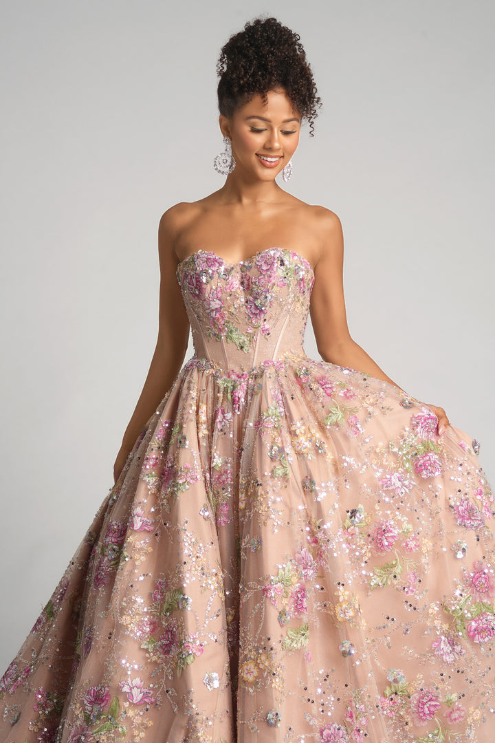 Portia & Scarlett PS26215 Floral Sweetheart Neck Prom Dress