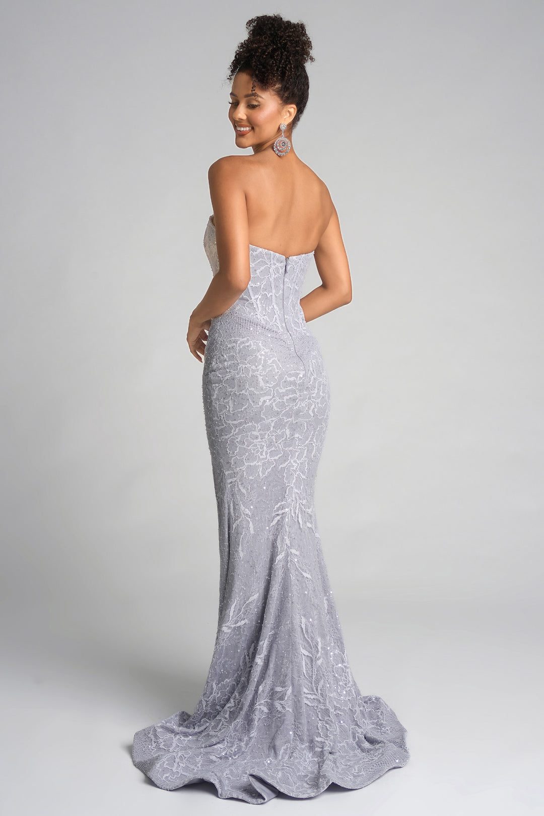Portia & Scarlett PS26223 Floral Lace Prom Gown With High Slit