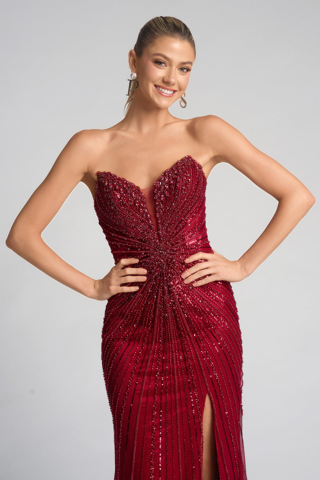 Portia & Scarlett PS26237 Plunging Neckline Jeweled Prom Dress