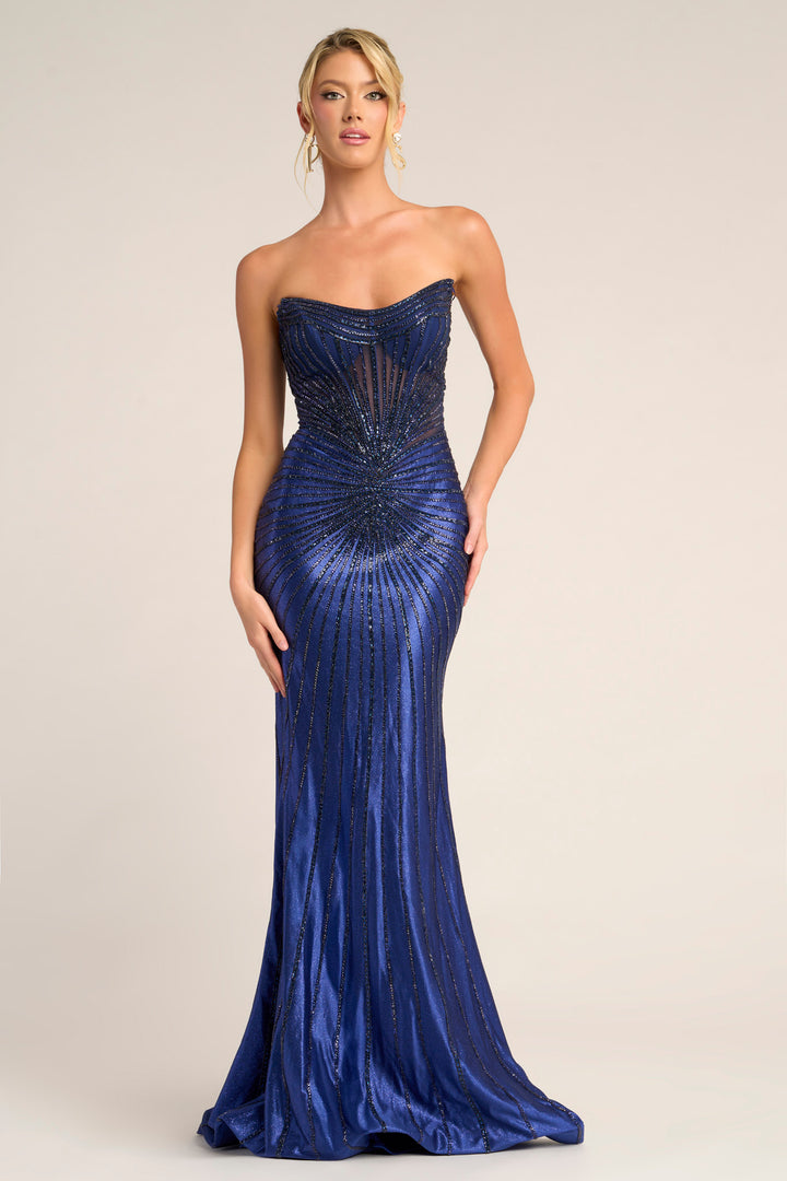 Portia & Scarlett PS26250 Evening Gown Scoop Neckline Beaded