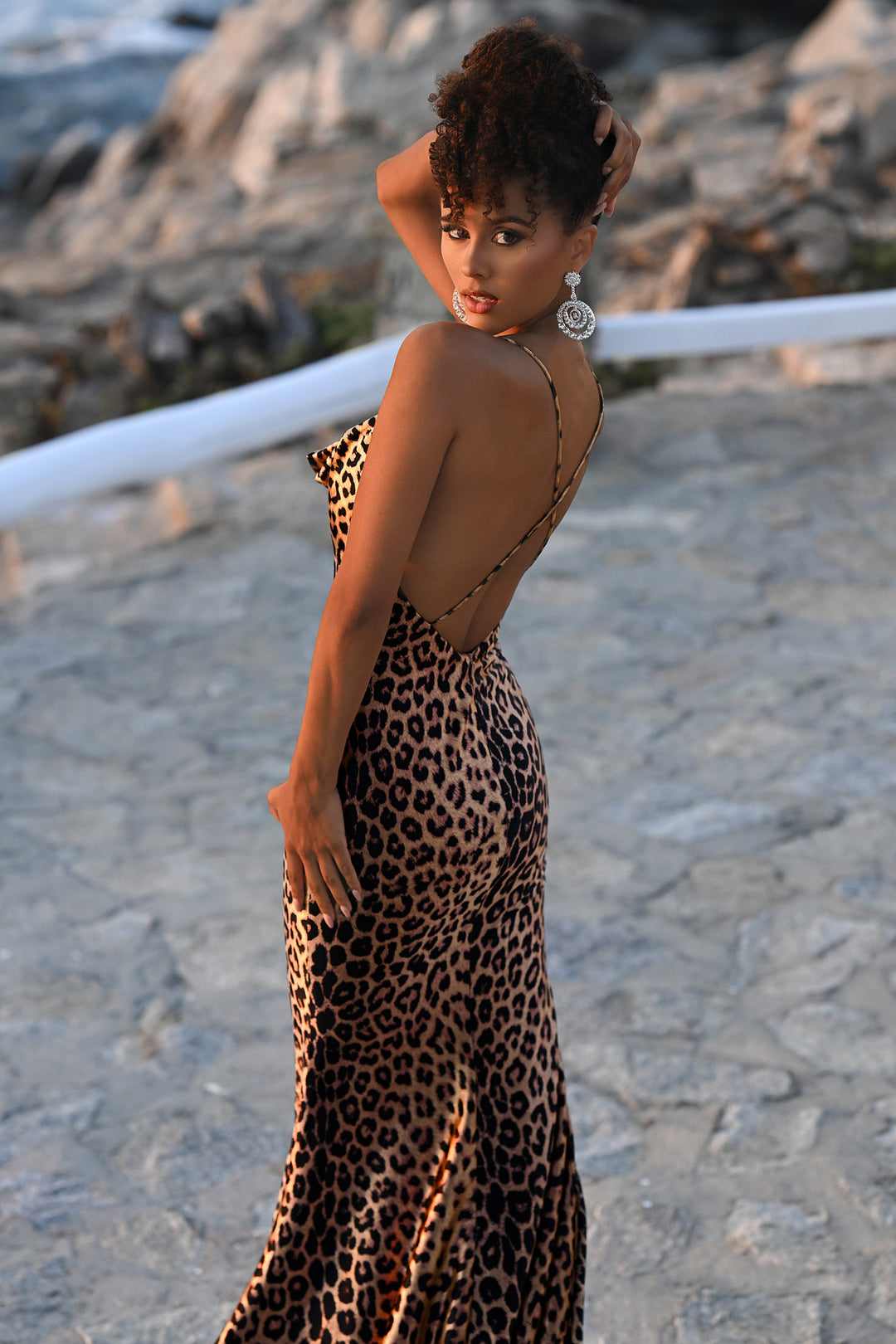 Portia & Scarlett PS26257 Cowl Neck Leopard Prom Dress