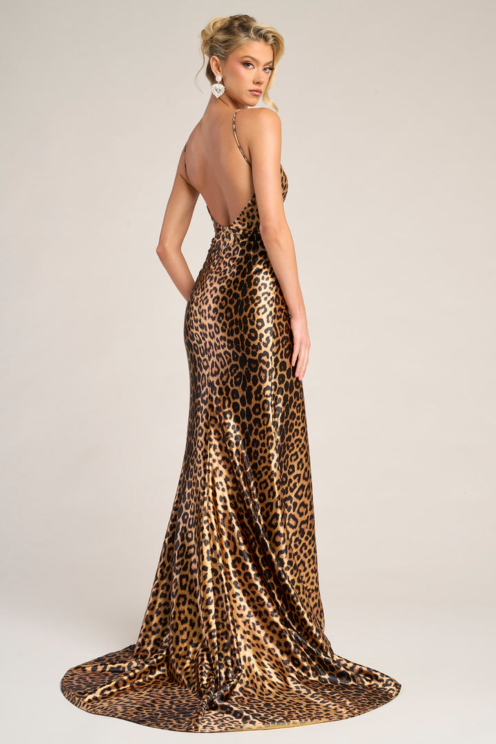 Portia & Scarlett PS26276 Ruched Leopard Print Prom Dress