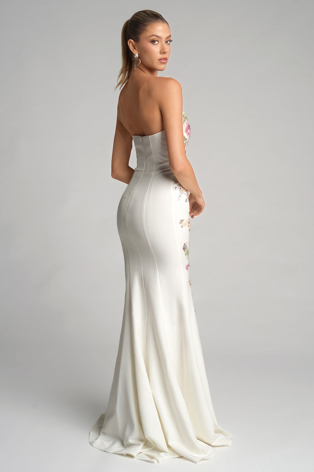 Portia & Scarlett PS26286 Strapless Prom Dress With Floral Detail