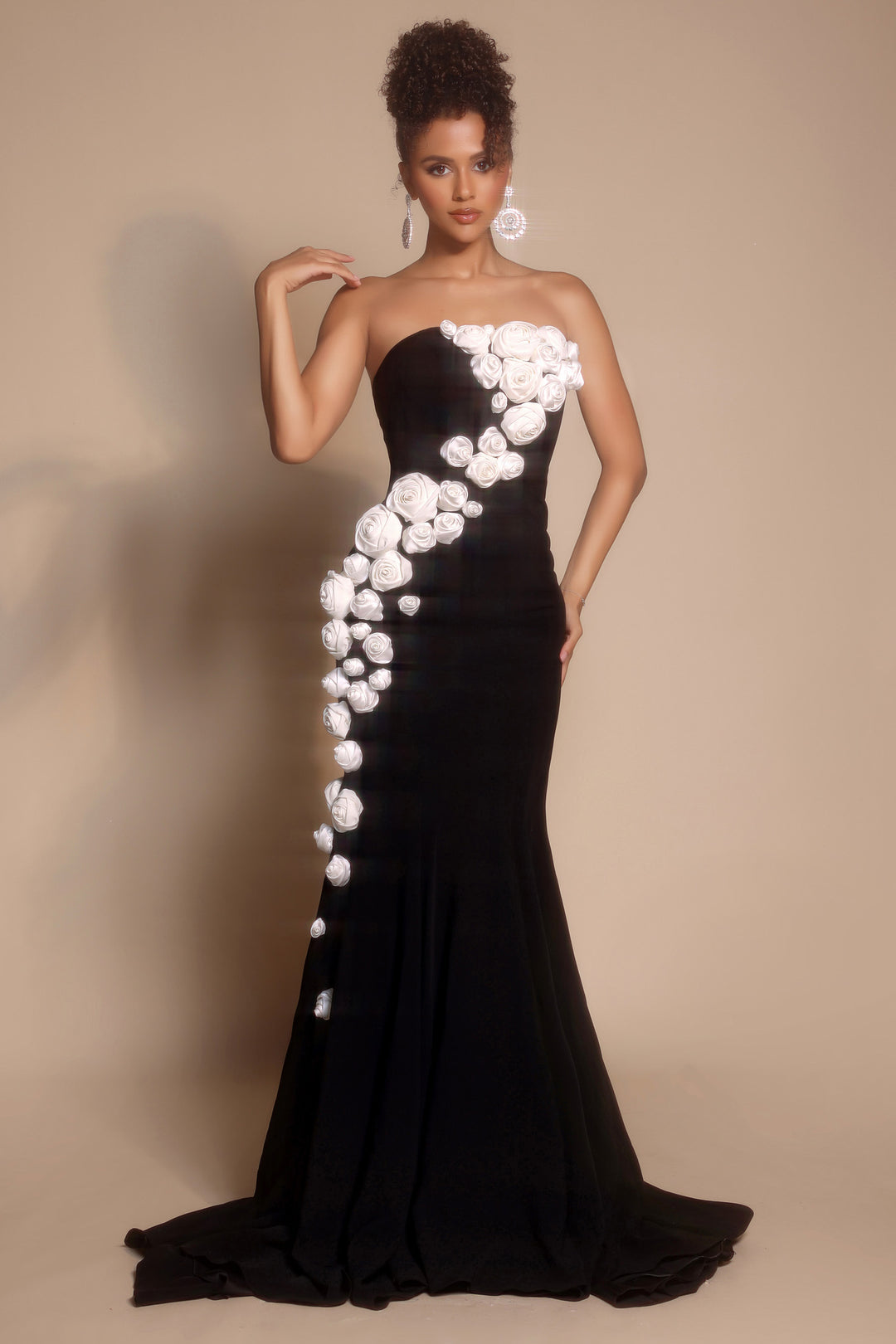 Portia & Scarlett PS26305E Trumpet Prom Dress With 3D Rosettes