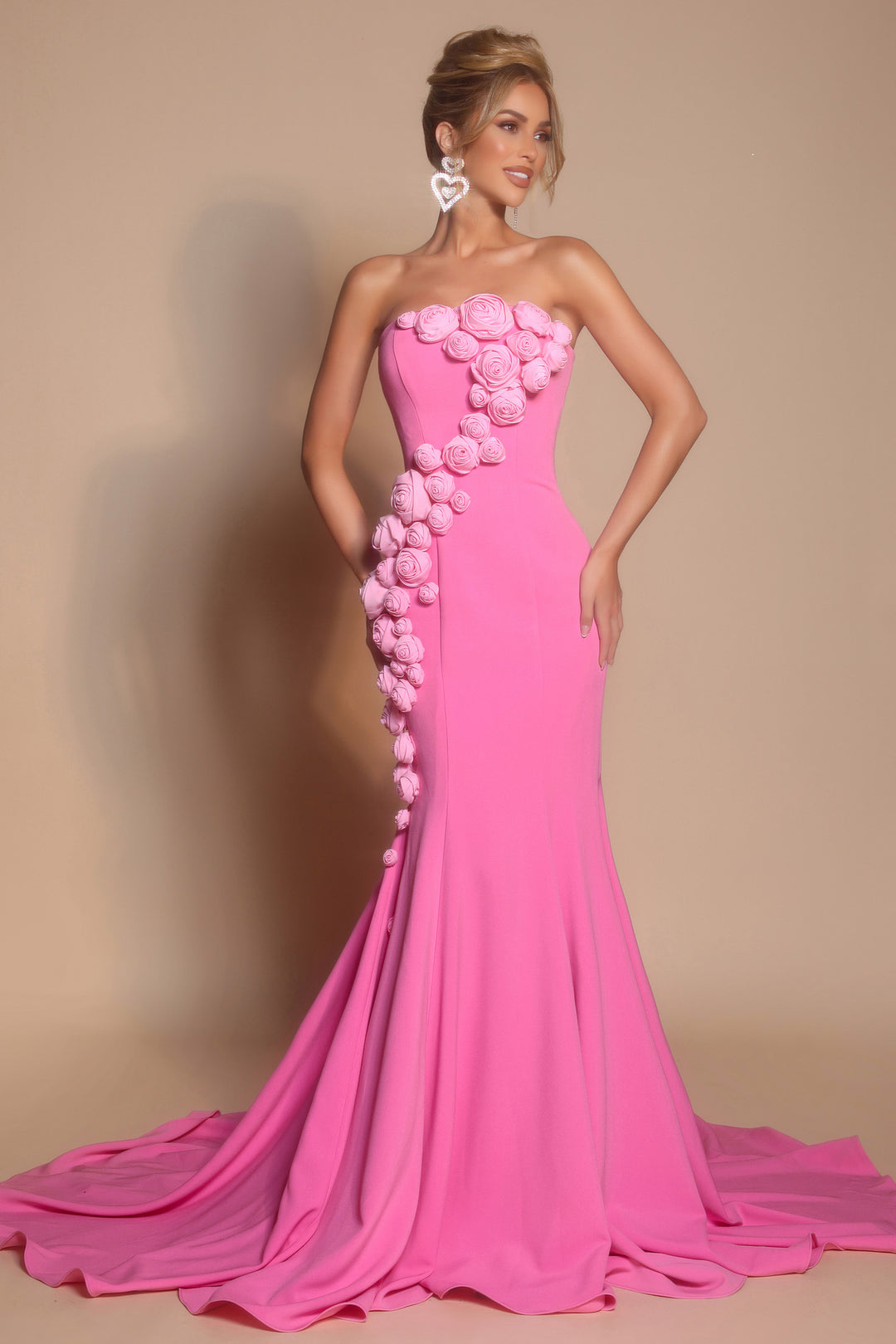 Portia & Scarlett PS26305E Trumpet Prom Dress With 3D Rosettes