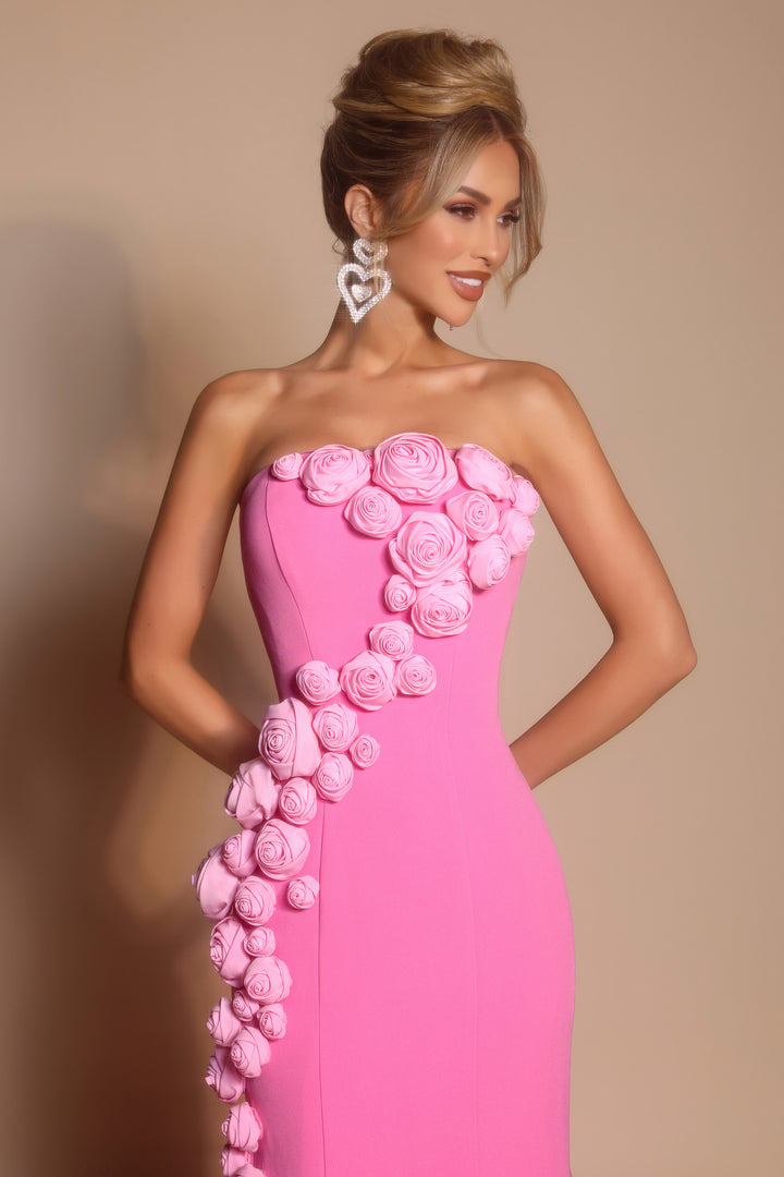 Portia & Scarlett PS26305E Trumpet Prom Dress With 3D Rosettes
