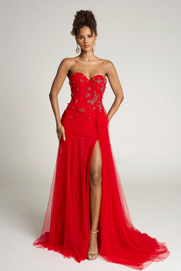 Portia & Scarlett PS26316E Evening Gown Strapless Beaded Dress