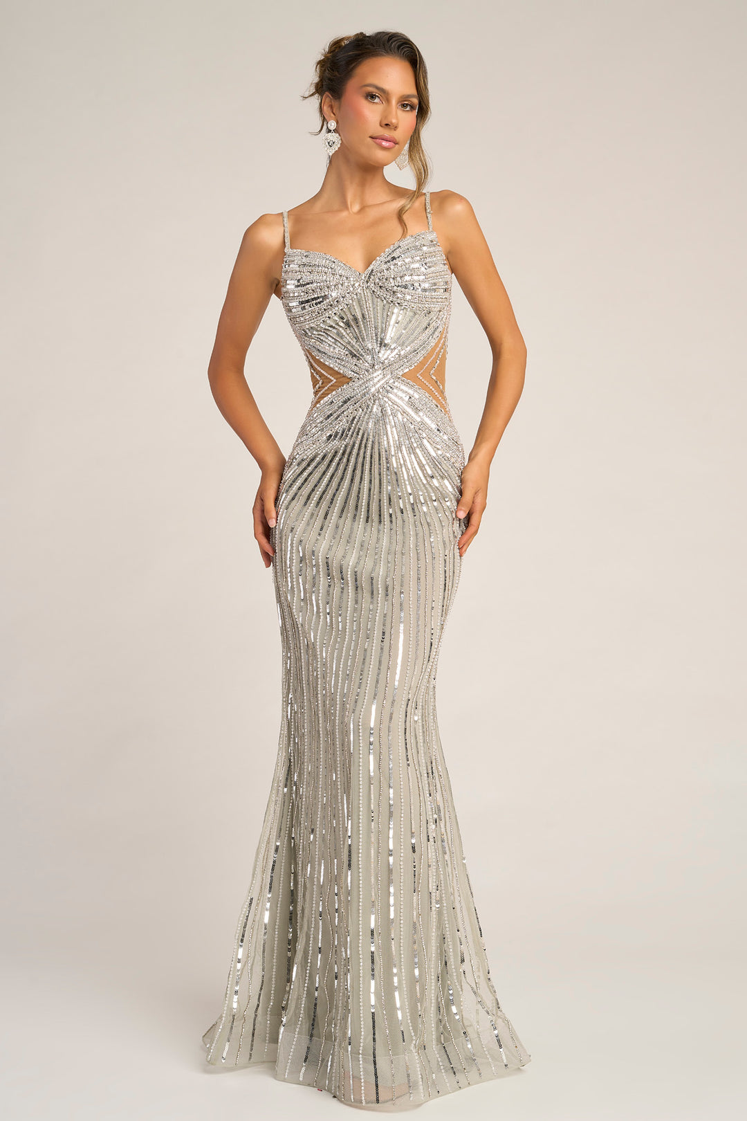 Portia & Scarlett PS26405C Beaded Illusion Side Prom Dress