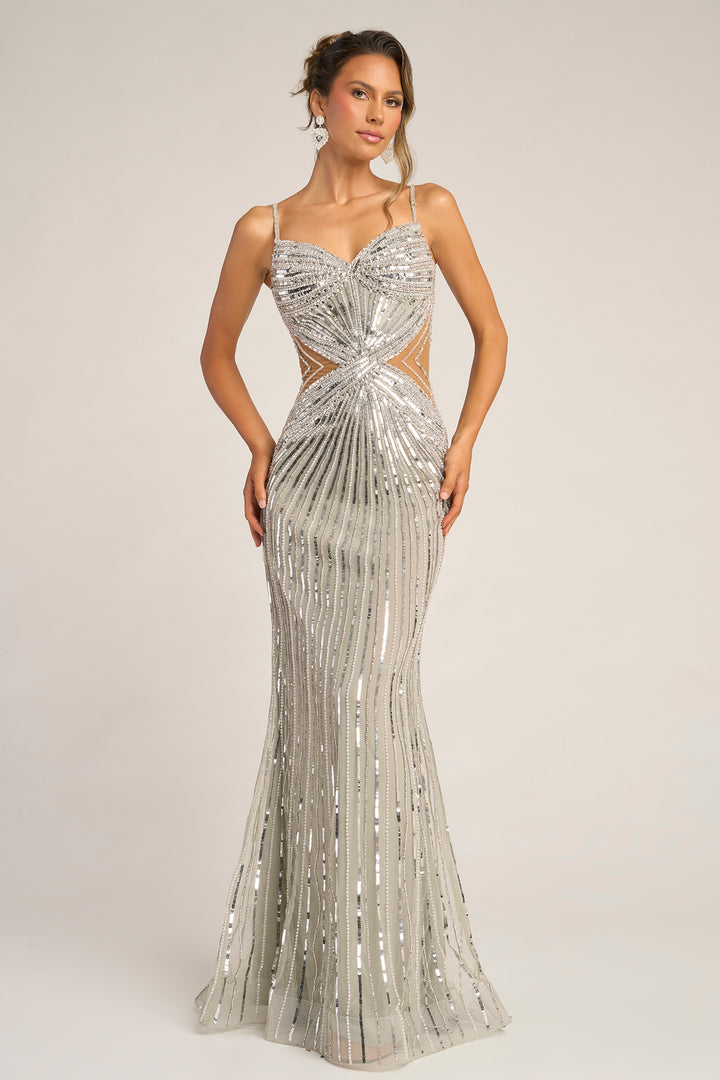 Portia & Scarlett PS26405C Beaded Illusion Side Prom Dress