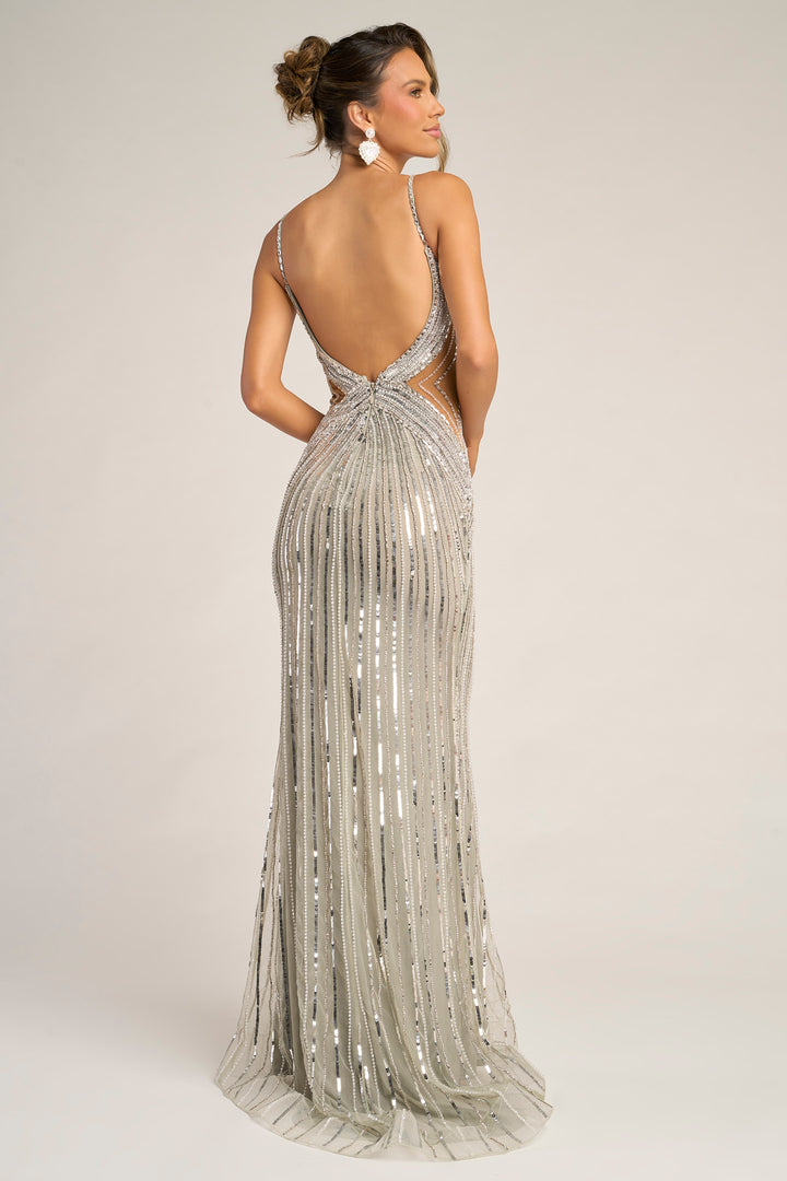 Portia & Scarlett PS26405C Beaded Illusion Side Prom Dress