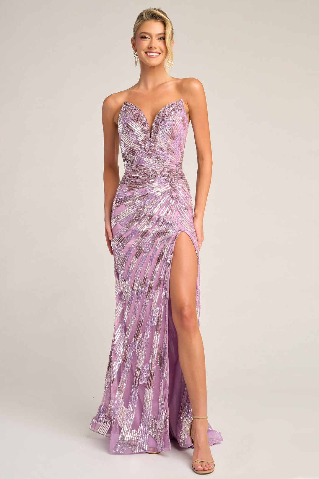 Portia & Scarlett PS26413C Deep V-Neckline Shimmer Prom Dress