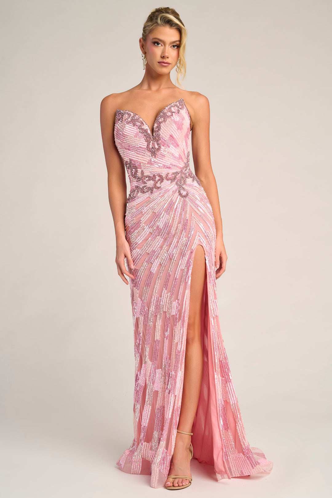 Portia & Scarlett PS26413C Deep V-Neckline Shimmer Prom Dress