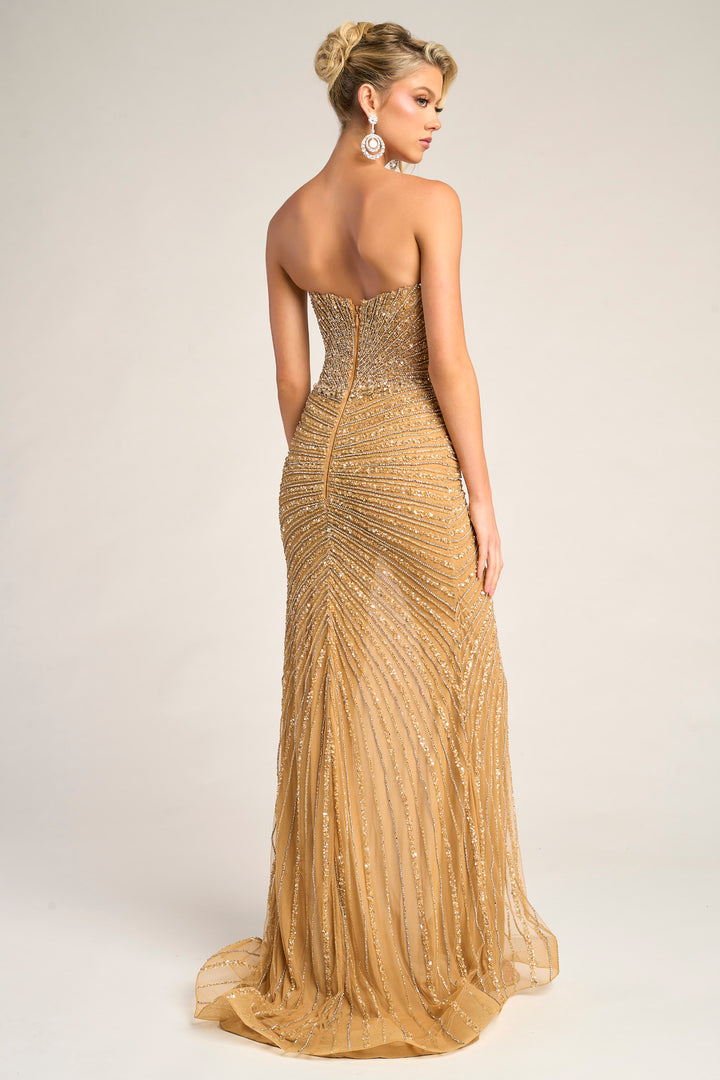 Portia & Scarlett PS26416C Evening Gown With Basque Waist Beading
