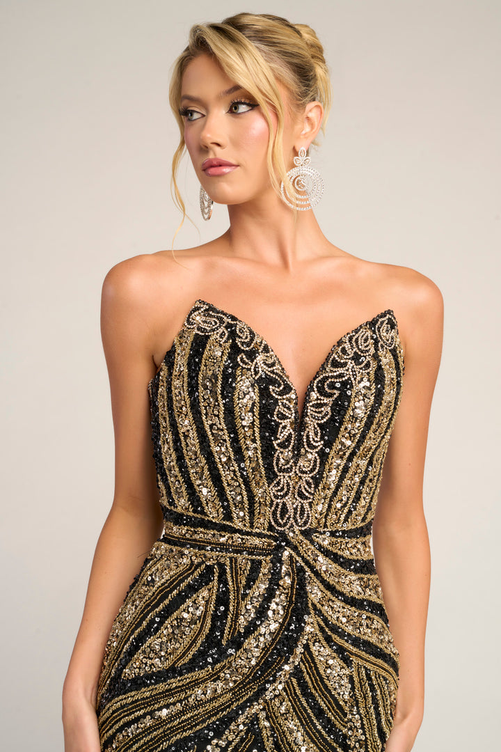 Portia & Scarlett PS26418C Strapless Beaded Prom Dress