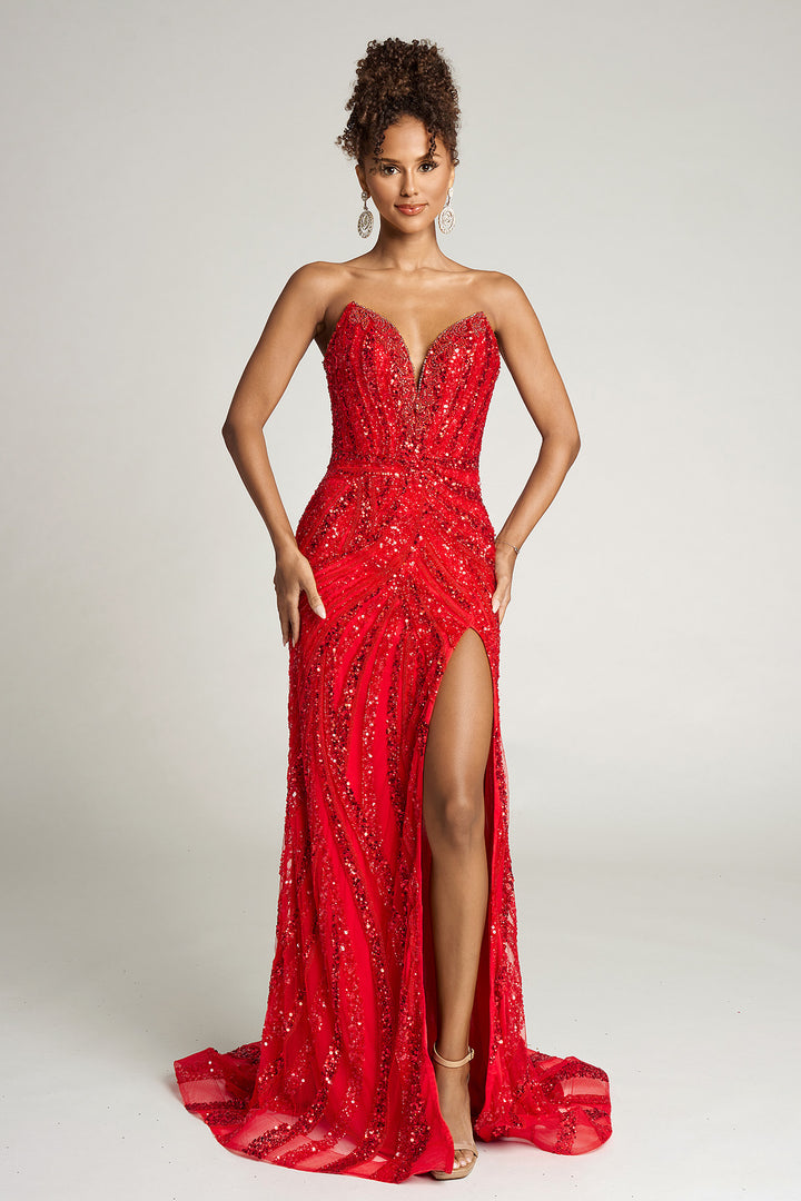 Portia & Scarlett PS26418C Strapless Beaded Prom Dress