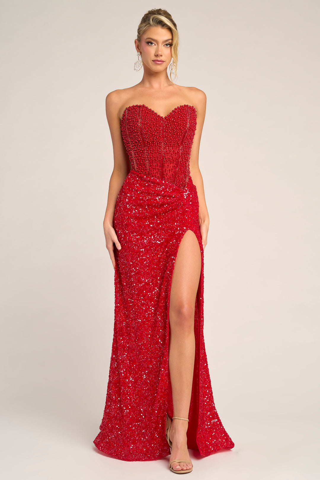 Portia & Scarlett PS26432C Beaded Corset Sweetheart Prom Dress