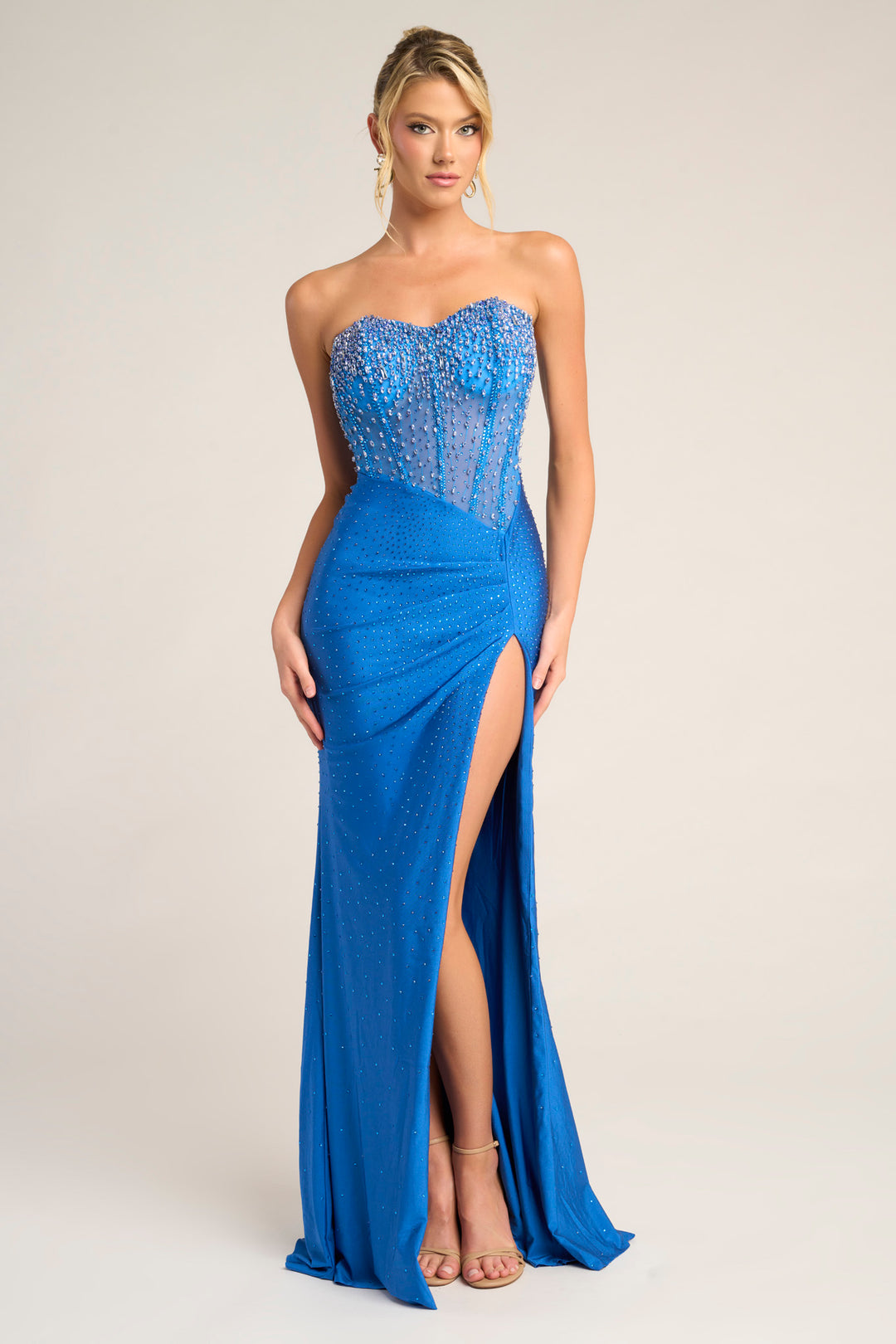 Portia & Scarlett XO012 Sheath Crystal Encrusted Prom Dress