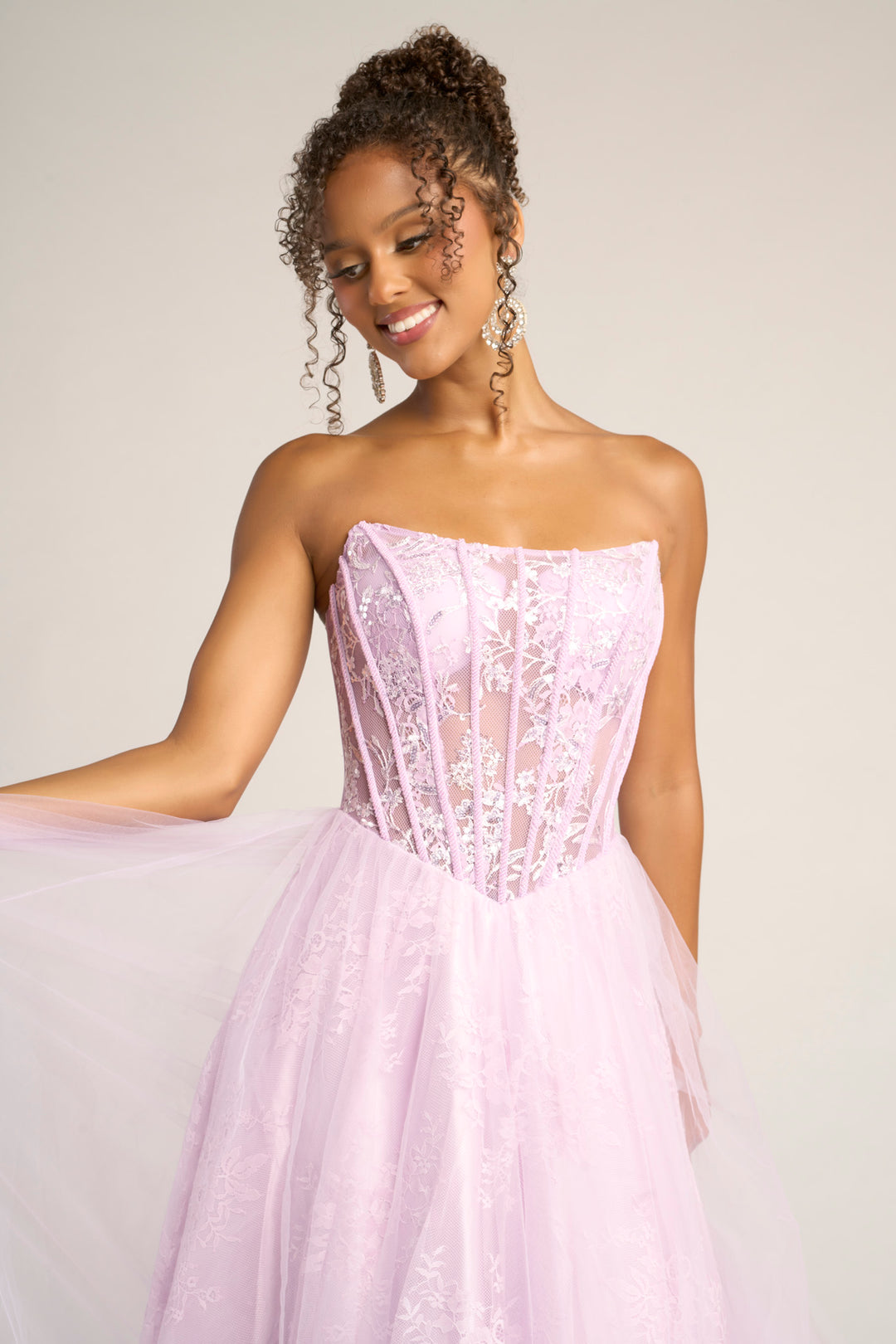 Portia & Scarlett XO023 Floral Lace A-Line Prom Dress