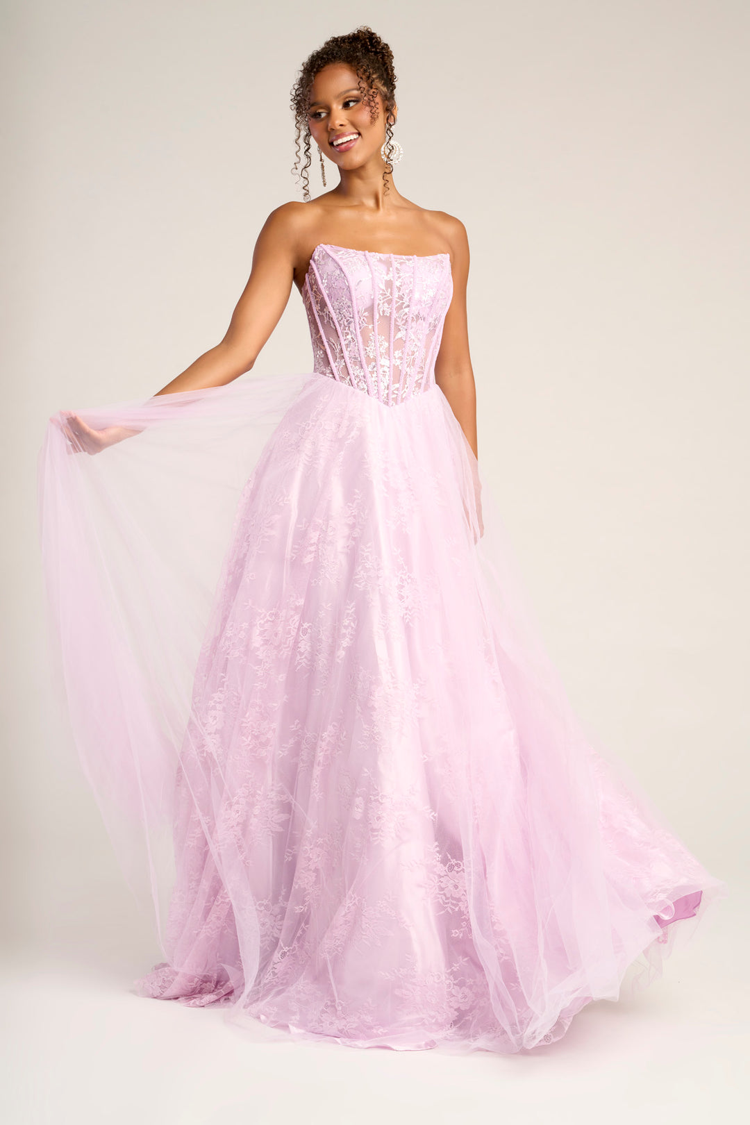 Portia & Scarlett XO023 Floral Lace A-Line Prom Dress