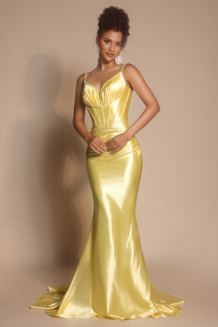 Portia & Scarlett XO042 Beaded Strap Ruched Prom Dress