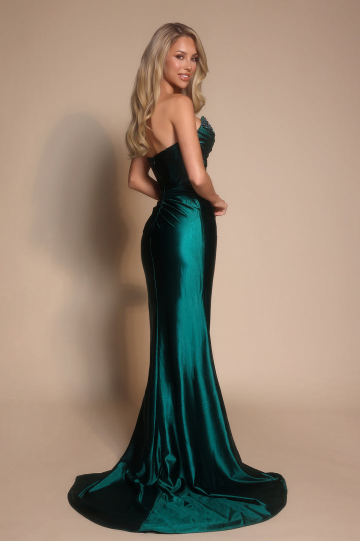 Portia & Scarlett XO051 Crystal Strapless Sheath Evening Gown