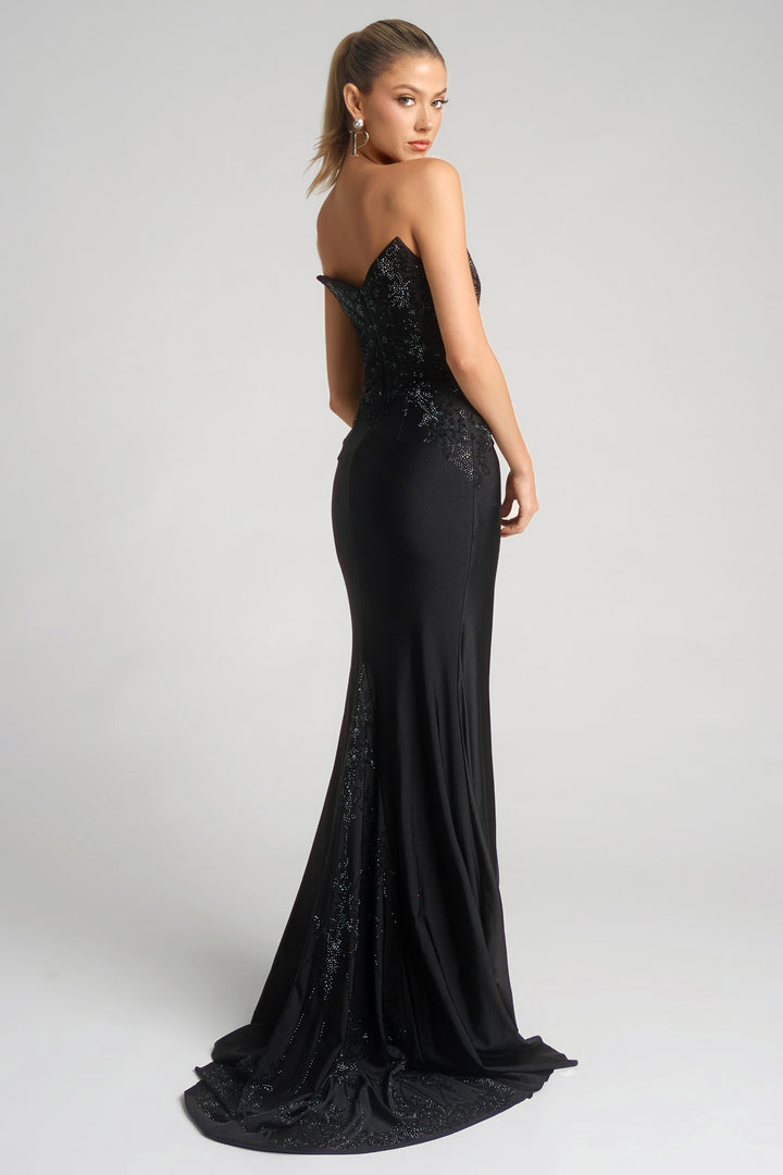 Portia & Scarlett XO067 Beaded Strapless Silhouette Evening Gown