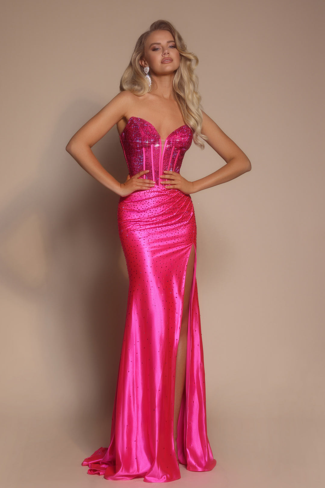 Portia & Scarlett XO098 Plunging Neckline Evening Gown