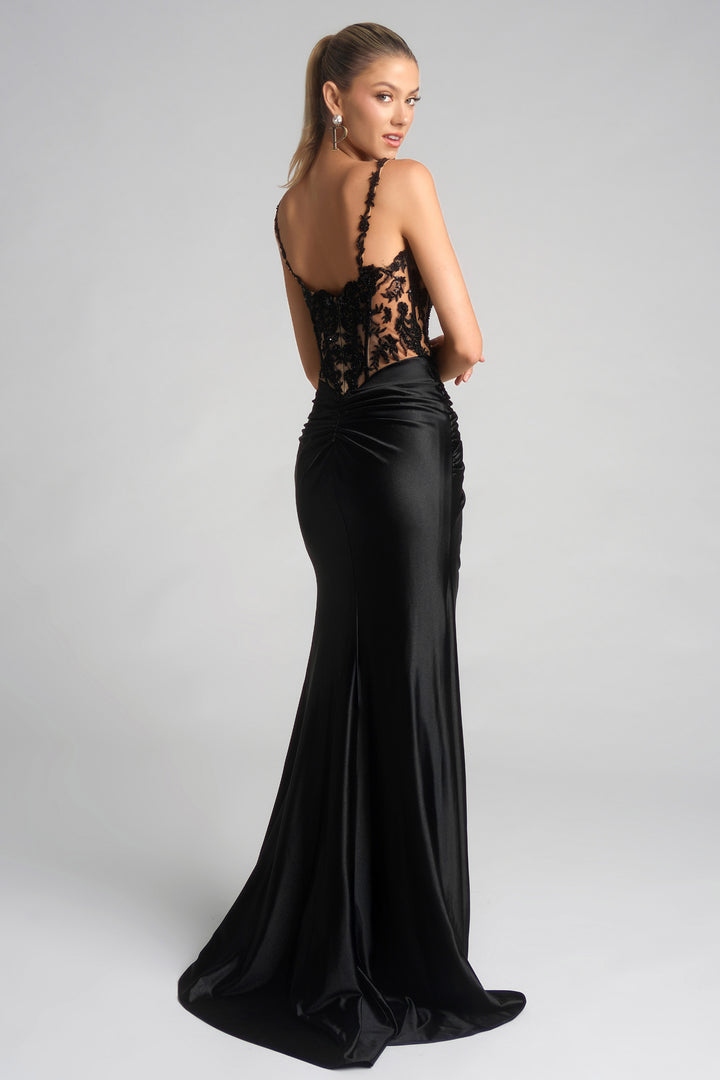 Portia & Scarlett XO119 Evening Gown Sheer Floral Corset Evening Gown