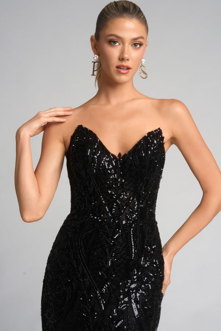 Portia & Scarlett XO134 V-Neckline Sheath Evening Gown
