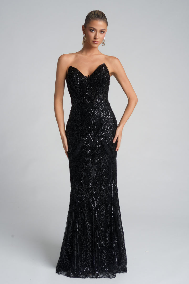 Portia & Scarlett XO134 V-Neckline Sheath Evening Gown